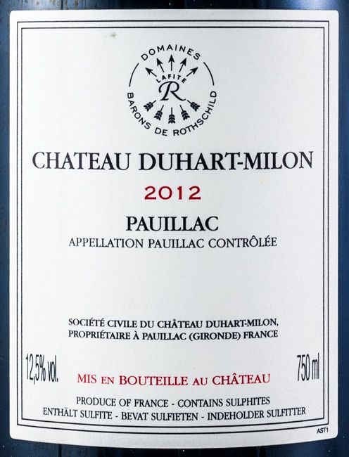 2012 Château Duhart-Milon Pauillac tinto