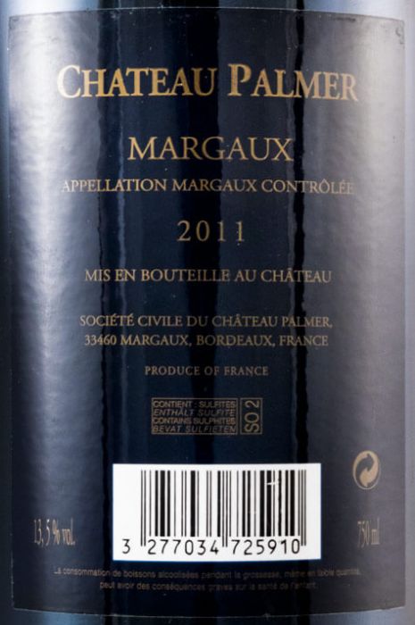 2011 Château Palmer Margaux red