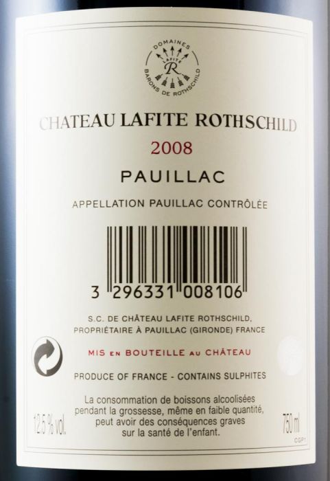 2008 Château Lafite Rothschild Pauillac tinto