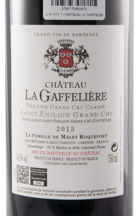 2015 Château La Gaffelière Saint-Émilion red