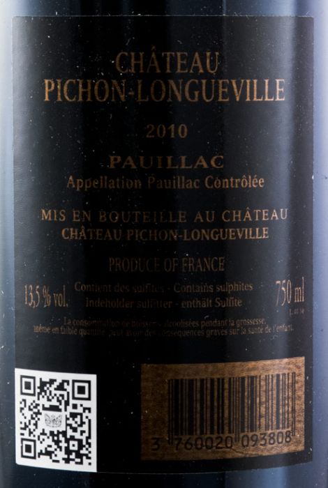2010 Château Pichon-Longueville au Baron de Pichon-Longueville Pauillac tinto