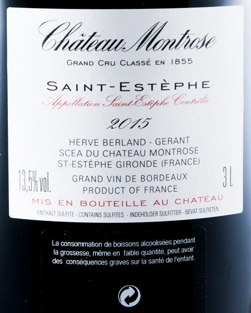 2015 Château Montrose Saint-Estèphe tinto 3L