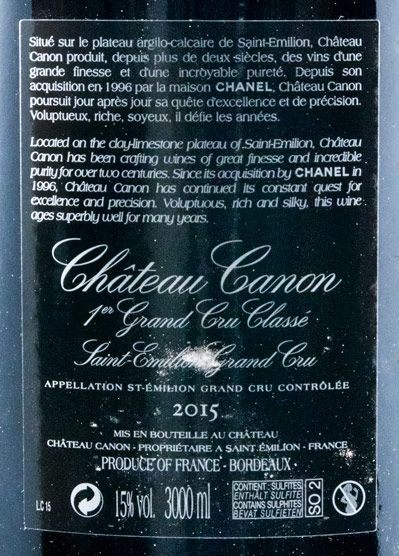 2015 Château Canon Saint-Émilion tinto 3L