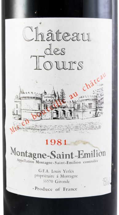 1981 Château des Tours Montagne-Saint-Emilion tinto 1,5L