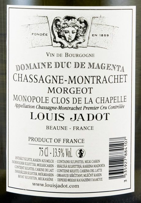 2014 Domaine Louis Jadot Morgeot Monopole Clos de la Chapelle Premier Cru Chassagne-Montrachet branco