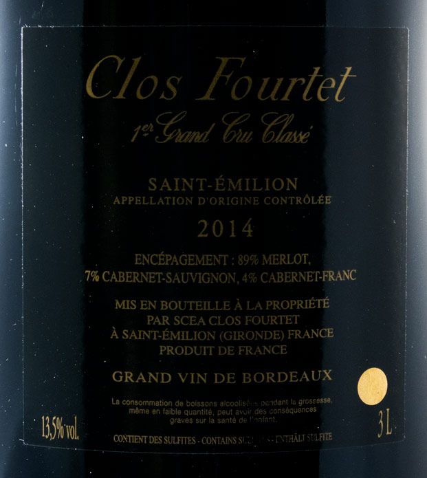 2014 Château Clos Fourtet Saint-Émilion tinto 3L