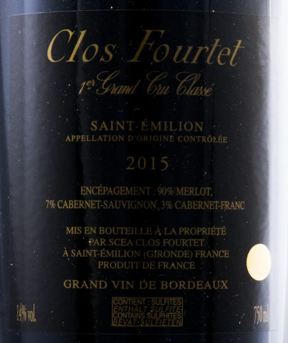 2015 Château Clos Fourtet Saint-Émilion tinto