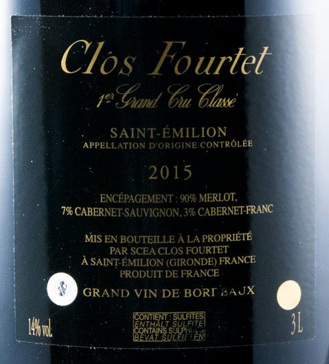 2015 Château Clos Fourtet Saint-Émilion tinto 3L