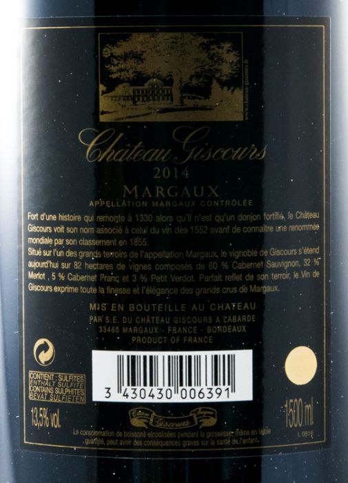 2014 Château Giscours Margaux tinto 1,5L