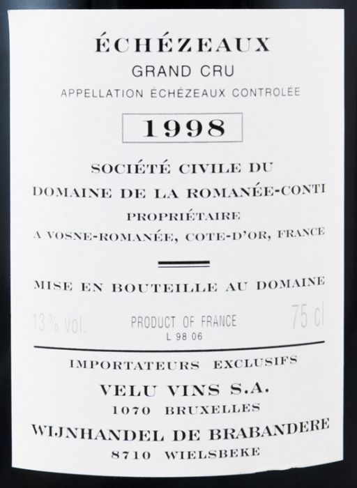 1998 Domaine de la Romanée-Conti Grand Cru Échézeaux tinto