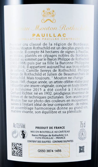 2015 Château Mouton Rothschild Pauillac tinto