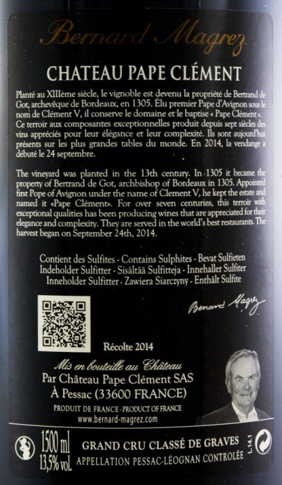 2014 Château Pape Clément Pessac-Léognan tinto 1,5L