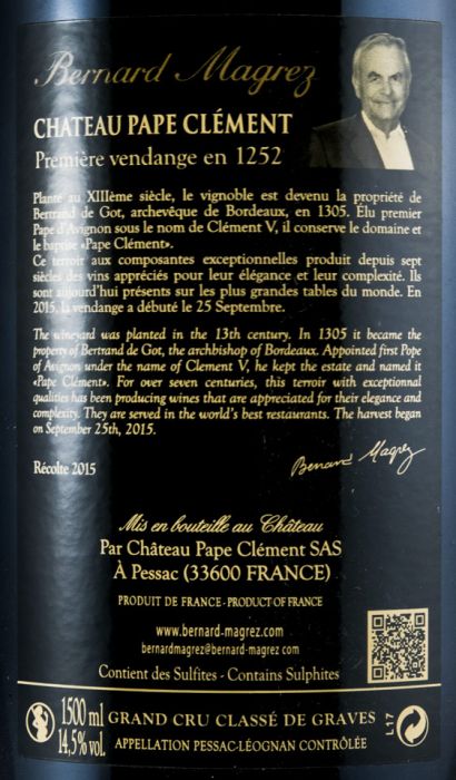 2015 Château Pape Clément Pessac-Léognan tinto 1,5L
