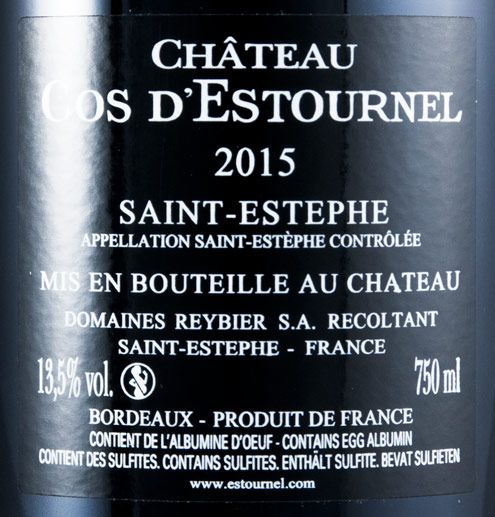 2015 Château Cos D'Estournel Saint-Estèphe tinto