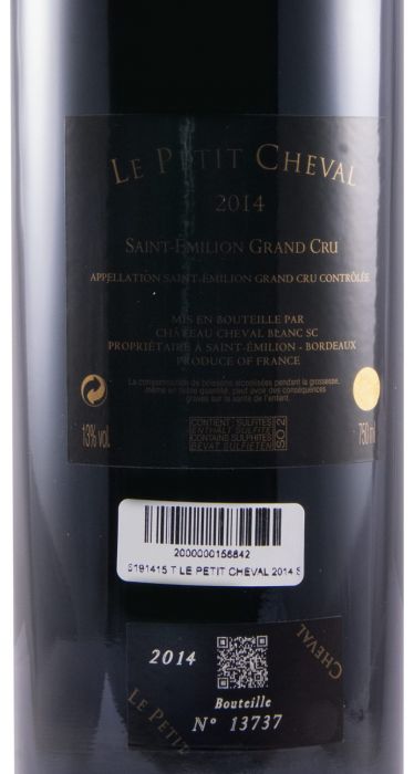 2014 Château Cheval Blanc Le Petit Cheval Saint-Émilion red