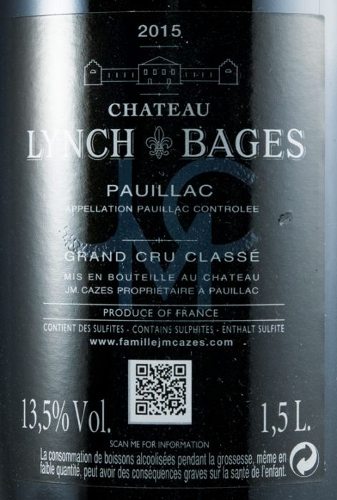 2015 Château Lynch-Bages Pauillac tinto 1,5L