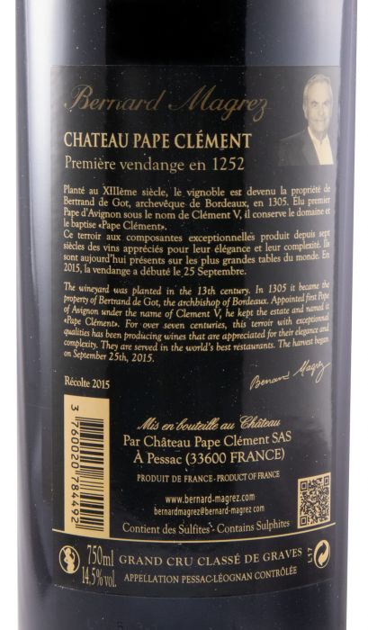 2015 Château Pape Clément Pessac-Léognan tinto