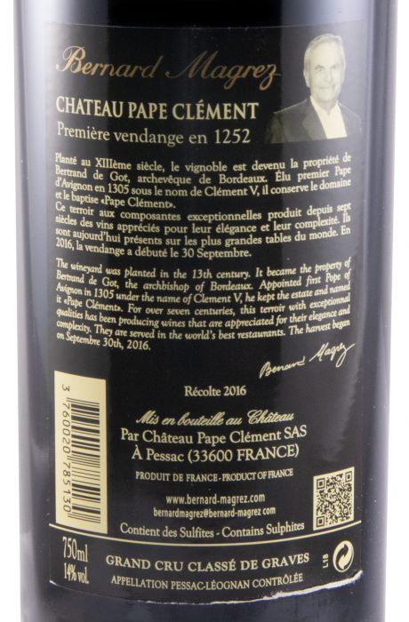 2016 Château Pape Clément Pessac-Léognan tinto