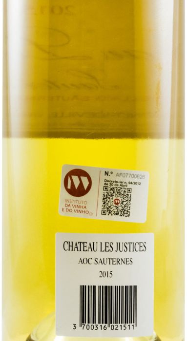 2015 Château Les Justices Sauternes Gonet-Medeville branco