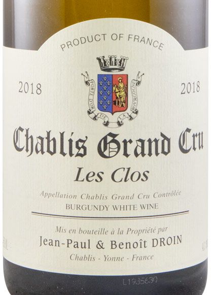 2018 Jean-Paul & Benoît Droin Les Clos Grand Cru Chablis branco