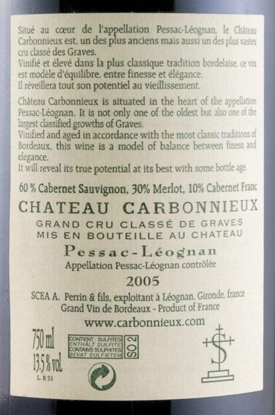 2005 Château Carbonnieux Pessac-Léognan tinto