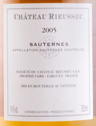 2005 Château Rieussec Sauternes branco