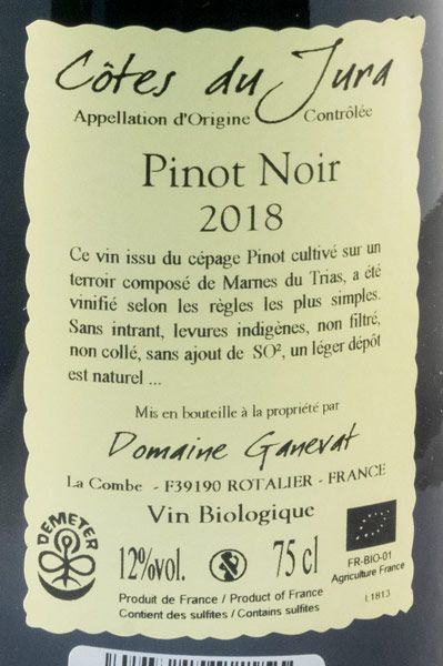 2018 Jean-François Ganevat Les Grands Teppes Pinot Noir Côtes du Jura biológico tinto