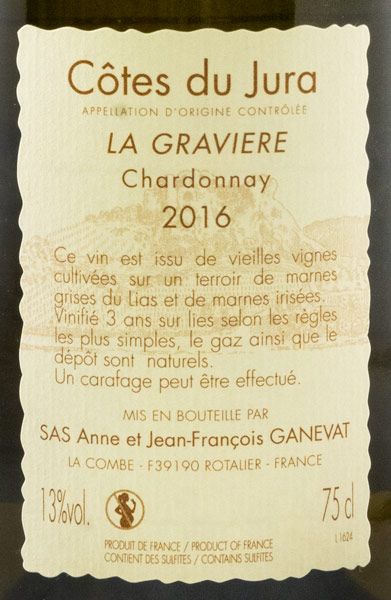 2016 Jean-François Ganevat La Graviere Chardonnay Côtes du Jura branco