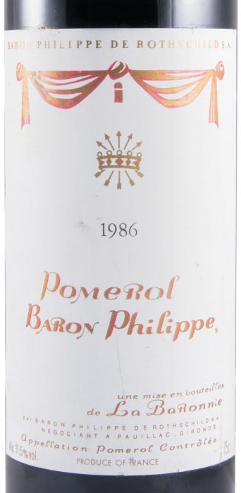 1986 Baron Philippe La Baronnie Baron Philippe Rothschild Pomerol red