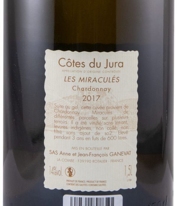 2017 Jean-François Ganevat Les Miraculés Chardonnay Côtes du Jura biológico branco 1,5L