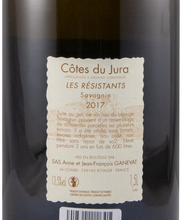 2017 Jean-François Ganevat Les Résistants Savagnin Côtes du Jura branco 1,5L