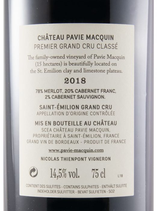 2018 Château Pavie Macquin Saint-Émilion tinto