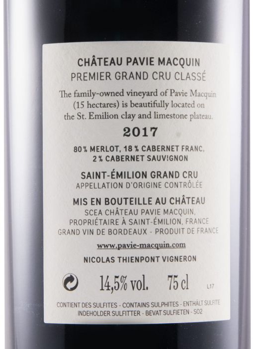 2017 Château Pavie Macquin Saint-Émilion tinto