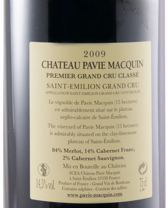 2009 Château Pavie-Macquin Saint-Émilion red