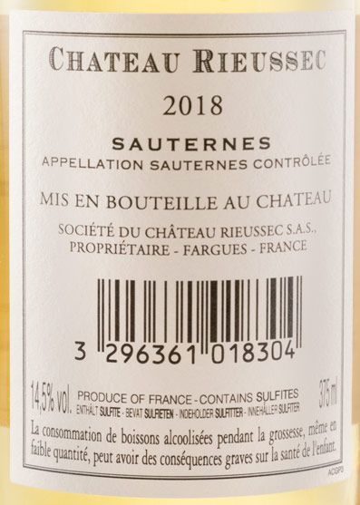 2018 Château Rieussec Sauternes branco 37,5cl