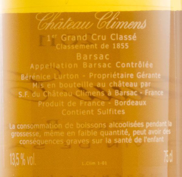 2011 Château Climens Barsac Sauternes branco