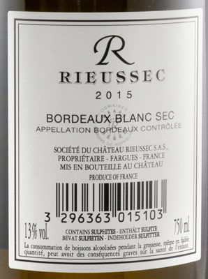 2015 Château Rieussec R de Rieussec Blanc Sec branco