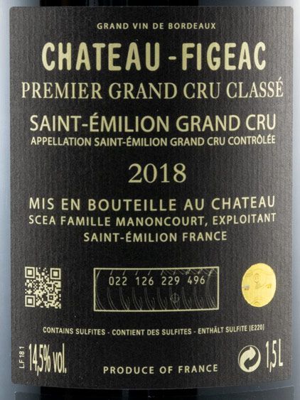 2018 Château-Figeac Saint-Émilion tinto 1,5L