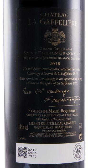 2018 Château La Gaffelière Saint-Émilion red