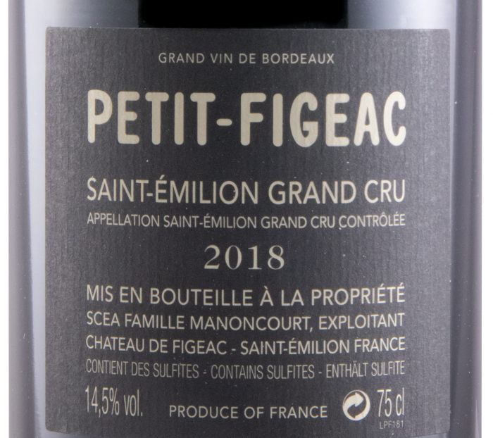 2018 Château-Figeac Petit-Figeac Grand Cru Saint-Émilion tinto
