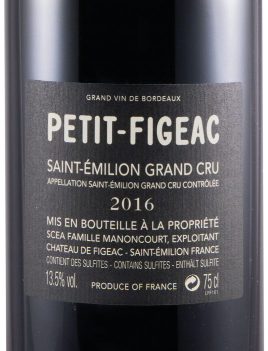 2016 Château-Figeac Petit-Figeac Grand Cru Saint-Émilion red