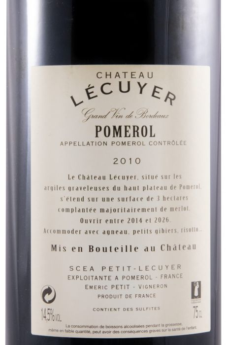 2010 Château Lécuyer Pomerol tinto
