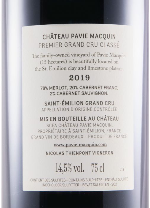 2019 Château Pavie Macquin Saint-Émilion red