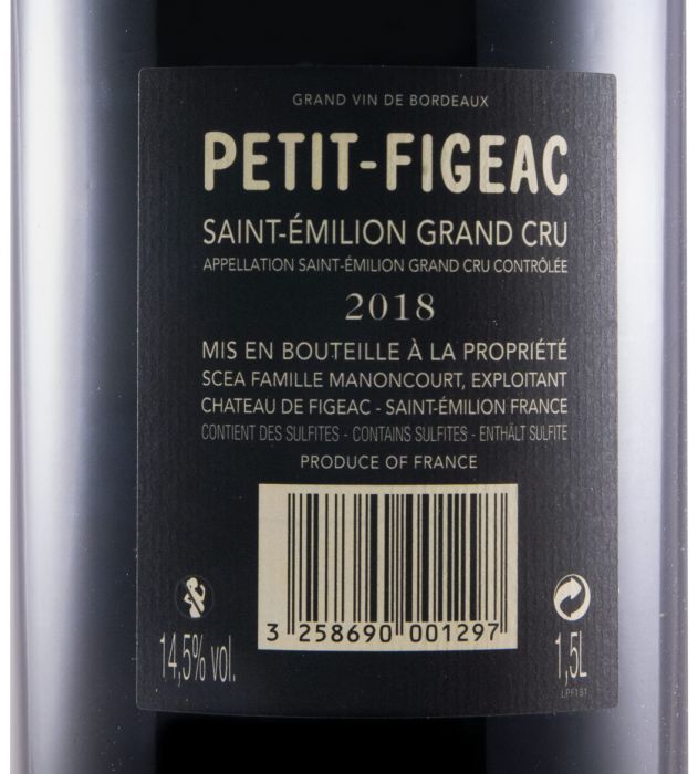 2018 Château-Figeac Petit-Figeac Grand Cru Saint-Émilion tinto 1,5L