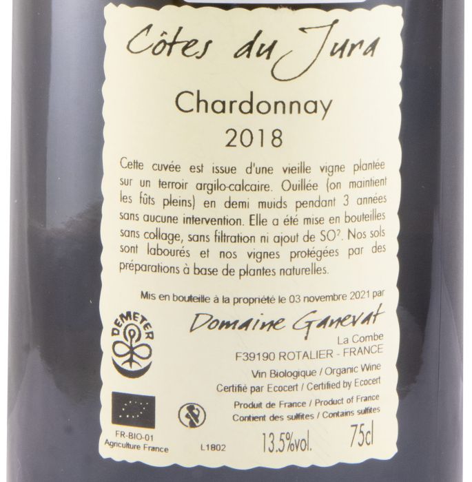 2018 Jean-François Ganevat Les Chamois du Paradis Chardonnay Côtes du Jura biológico branco