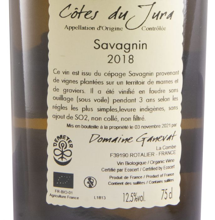 2018 Jean-François Ganevat Les Grands Teppes Savagnin Côtes du Jura biológico branco