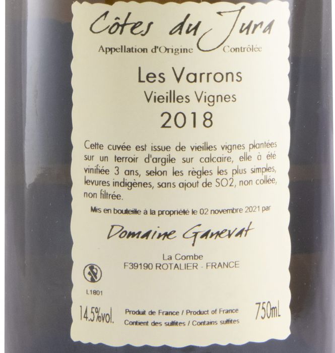 2018 Jean-François Ganevat Les Varrons Vieilles Vignes Côtes du Jura branco