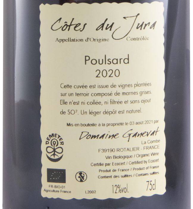 2020 Jean-François Ganevat Les Chalasses Vieille Vigne Poulsard Côtes du Jura biológico tinto