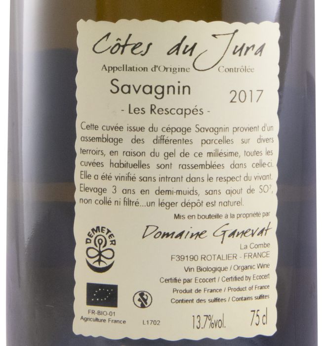 2017 Jean-François Ganevat Les Rescapés Savagnin Côtes du Jura organic white