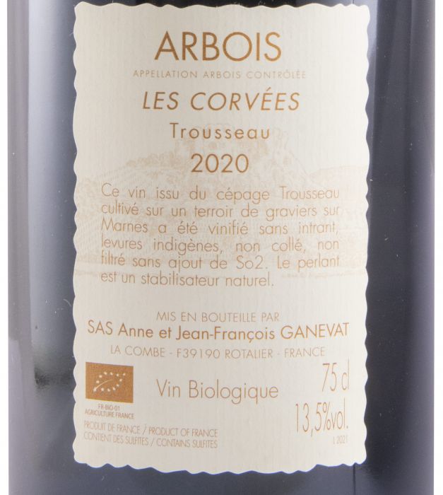 2020 Anne et Jean-François Ganevat Les Corvées Trousseau Arbois biológico tinto